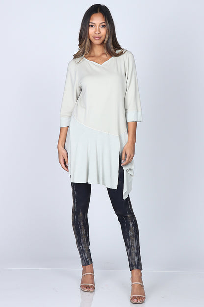 V-Neck Tunic with Asymmetrical Drape