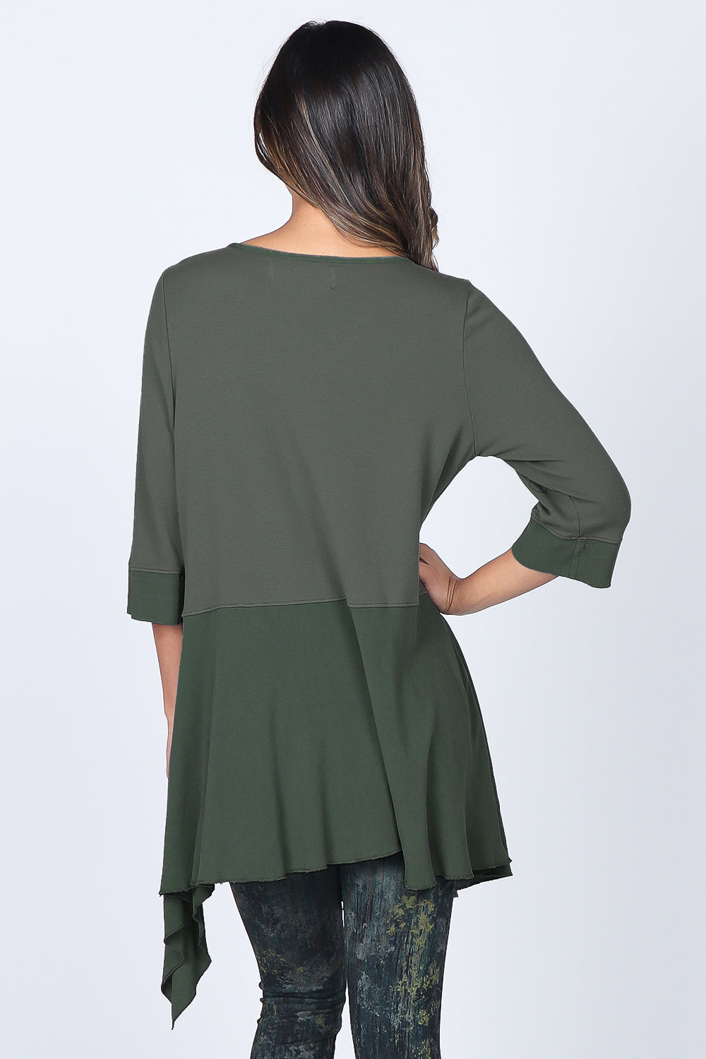 V-Neck Tunic with Asymmetrical Drape