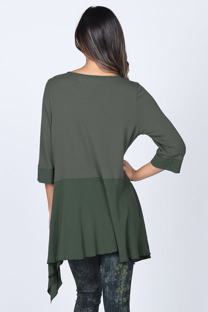 V-Neck Tunic with Asymmetrical Drape