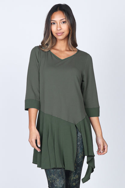 V-Neck Tunic with Asymmetrical Drape
