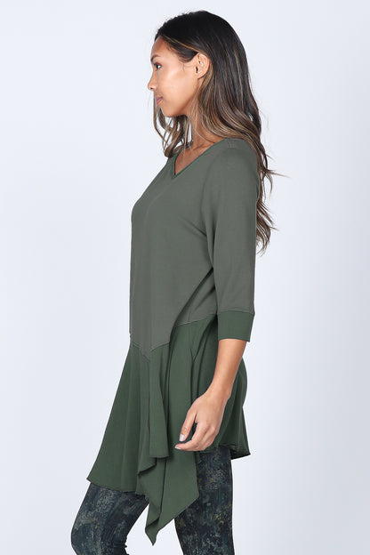 V-Neck Tunic with Asymmetrical Drape