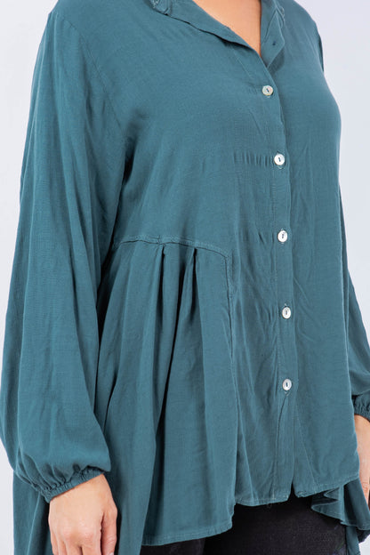Buttoned Mandarin Collar Tunic