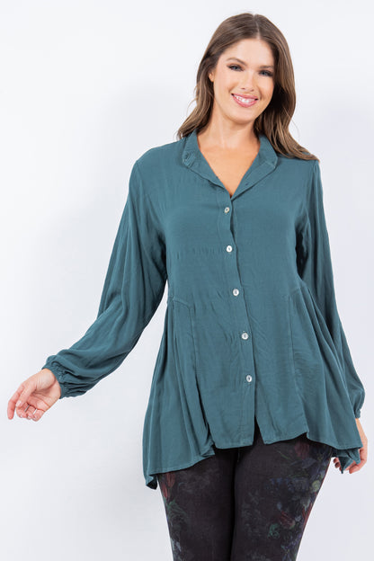 Buttoned Mandarin Collar Tunic