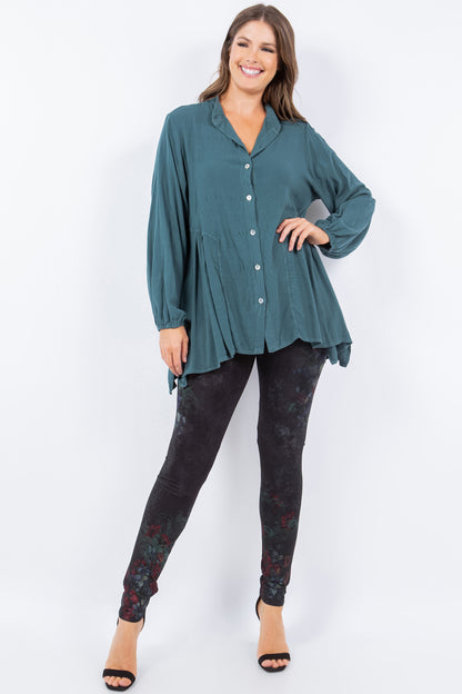 Buttoned Mandarin Collar Tunic