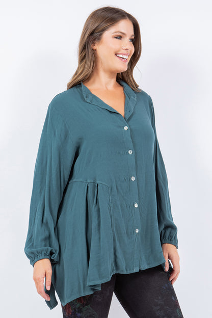 Buttoned Mandarin Collar Tunic