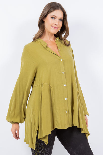 Buttoned Mandarin Collar Tunic