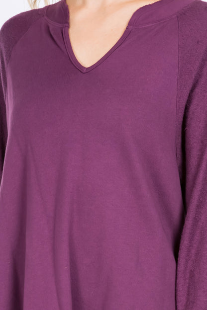 Split V-Neck Shirt with Side Slits