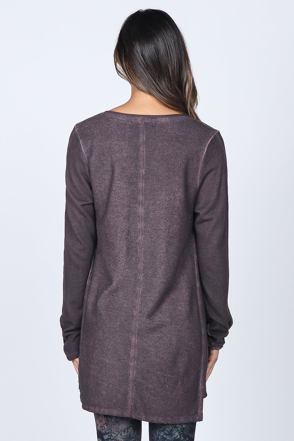 Textured Tunic with Knotted Long Sleeves