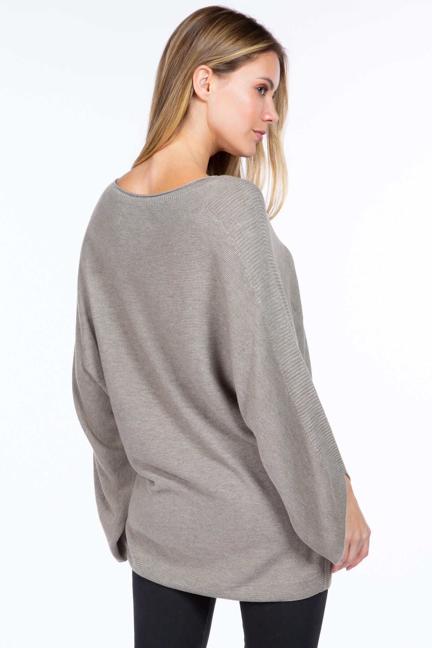 Sustainable Loose Fit Purled Sweater with Faux-Tulip Sleeve Cuff