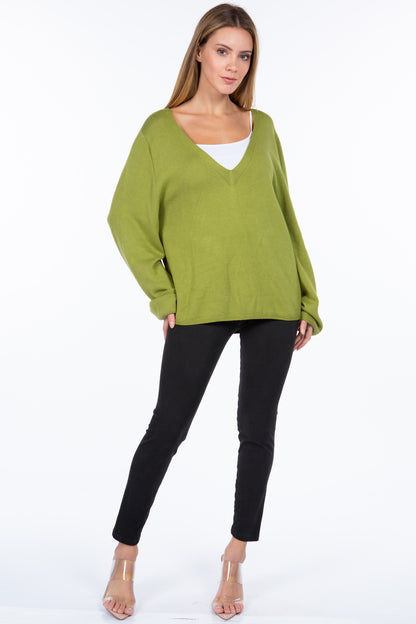 Sustainable Relaxed Fit Classic V-Neck Sweater
