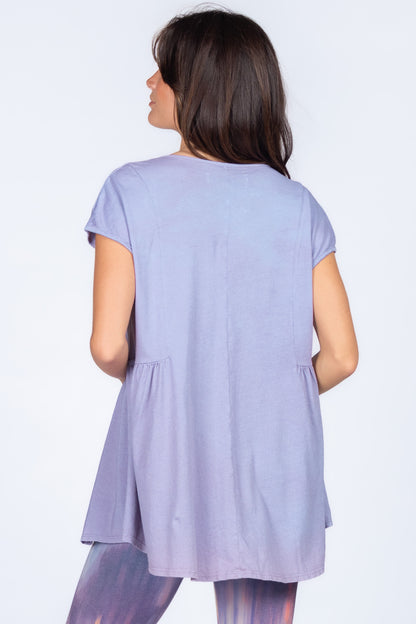 Split Neck Tunic with Side Panel Gather