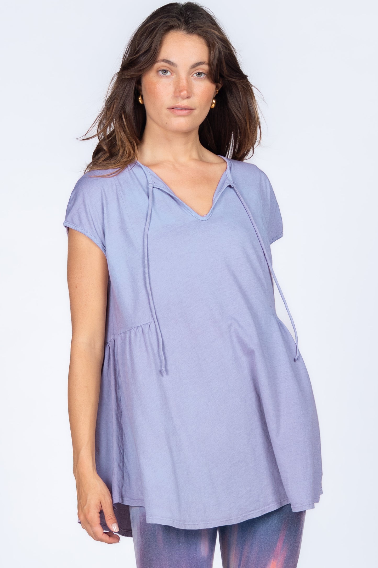 Split Neck Tunic with Side Panel Gather