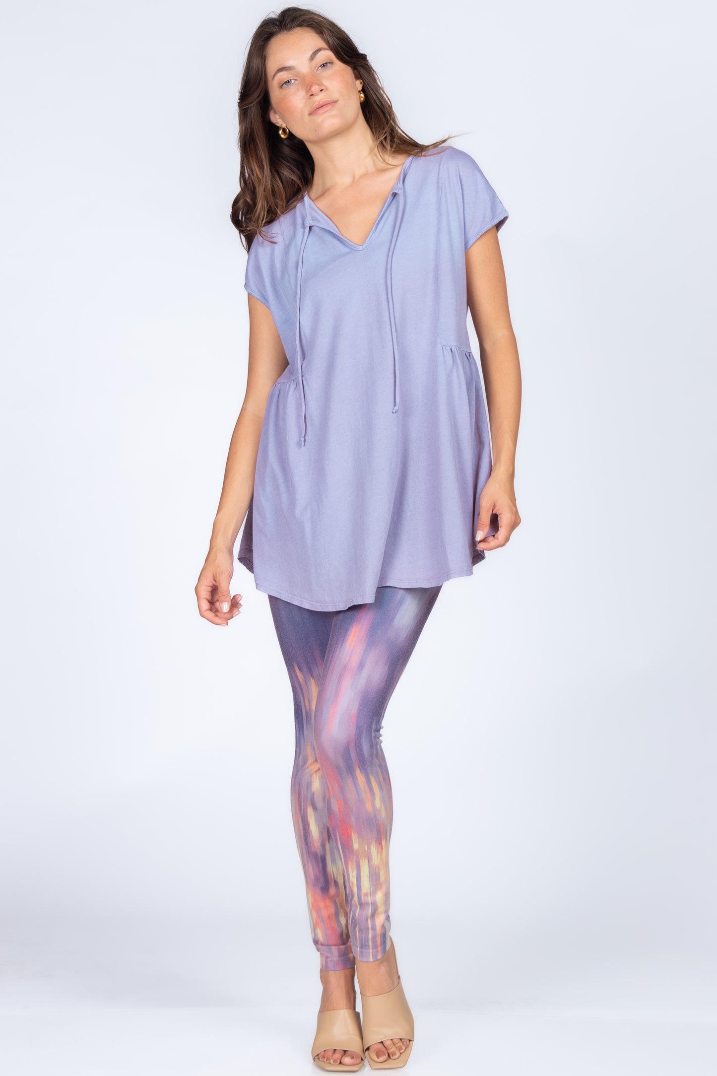 Split Neck Tunic with Side Panel Gather