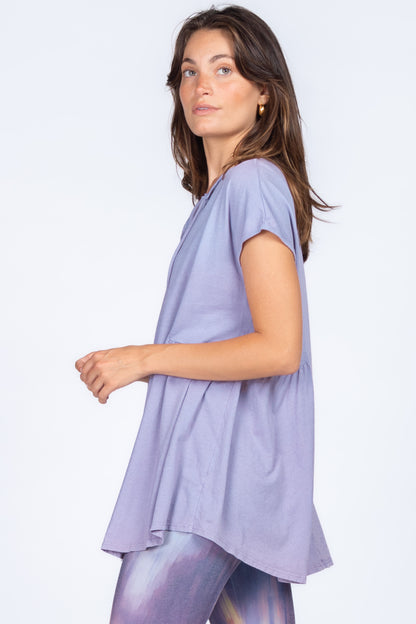 Split Neck Tunic with Side Panel Gather