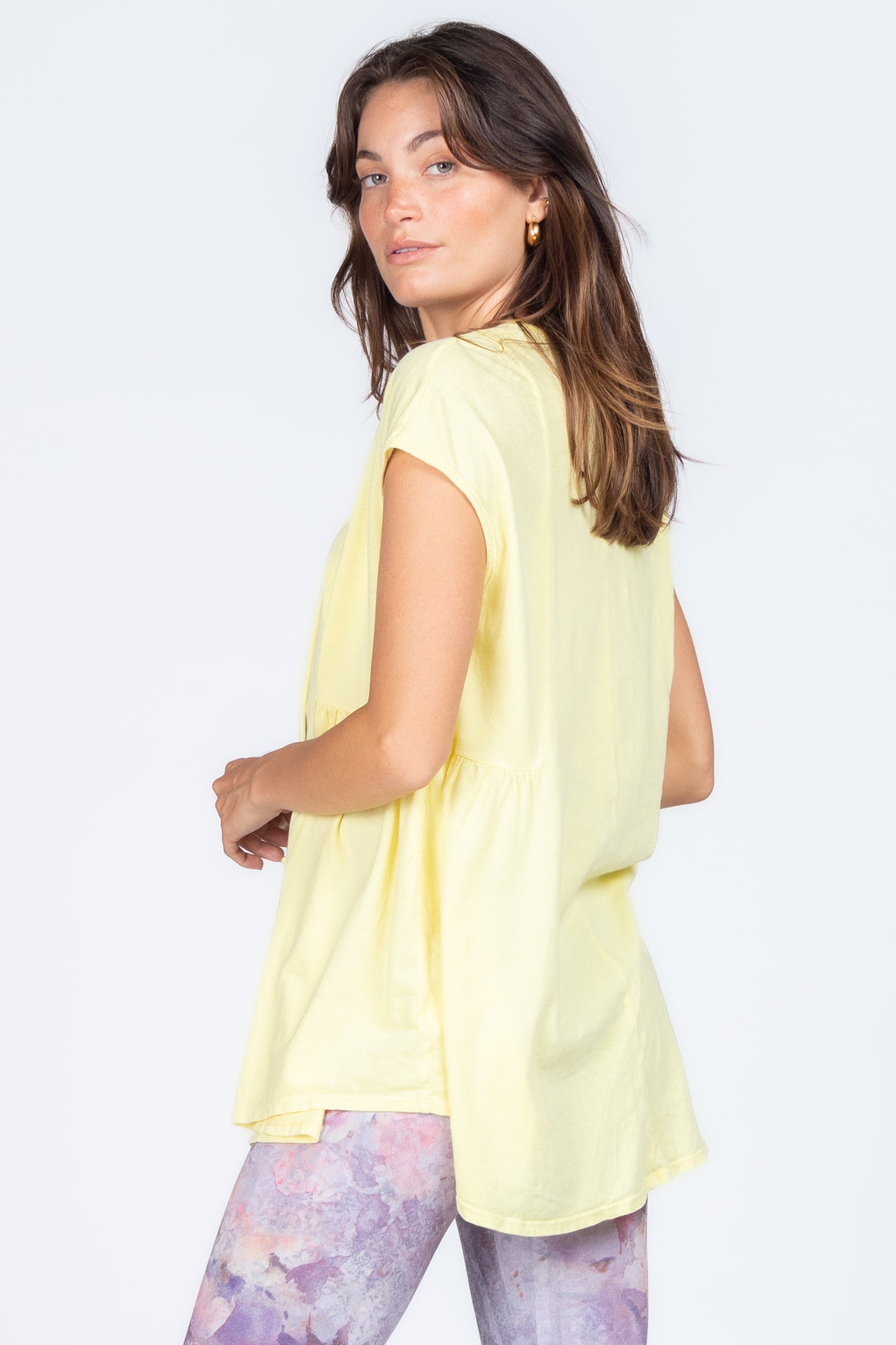 Split Neck Tunic with Side Panel Gather