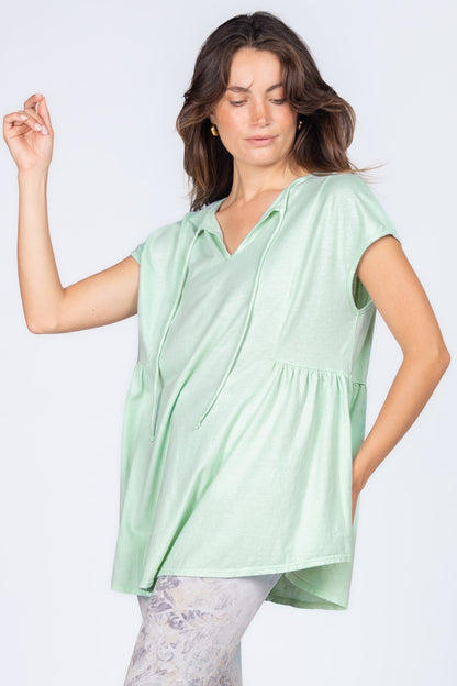 Split Neck Tunic with Side Panel Gather