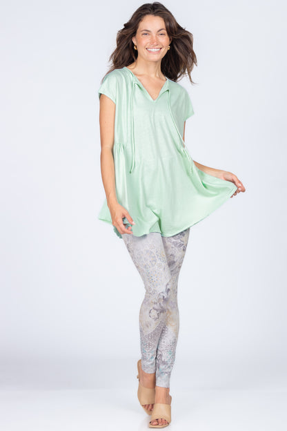 Split Neck Tunic with Side Panel Gather