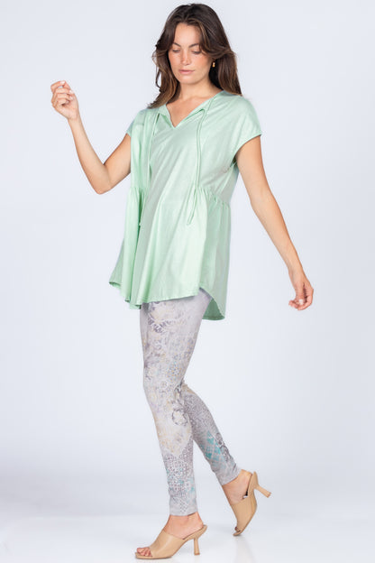 Split Neck Tunic with Side Panel Gather