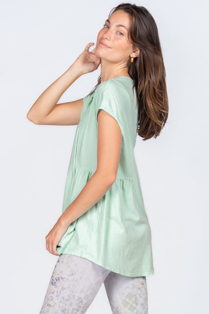 Split Neck Tunic with Side Panel Gather