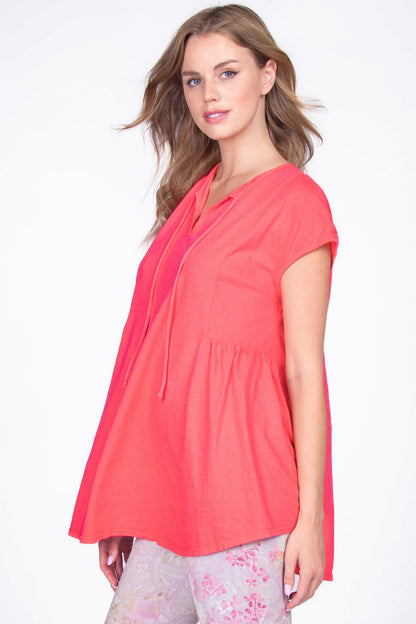 Split Neck Tunic with Side Panel Gather