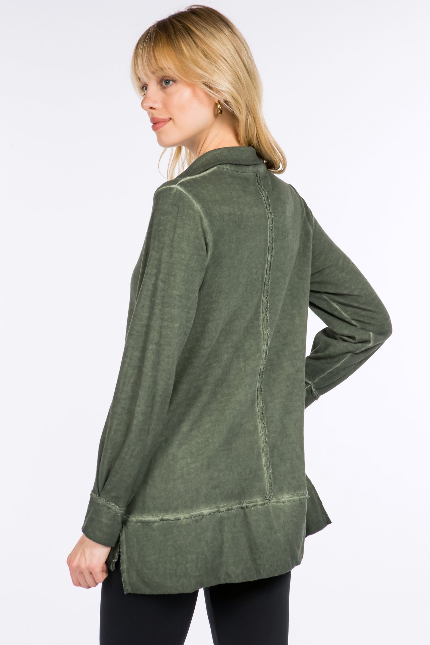 Raw Edge Split Neck Tunic