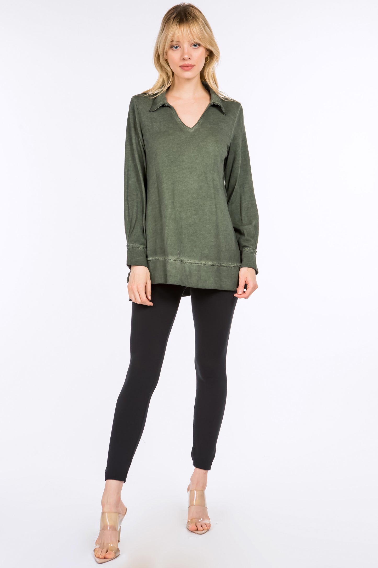 Raw Edge Split Neck Tunic