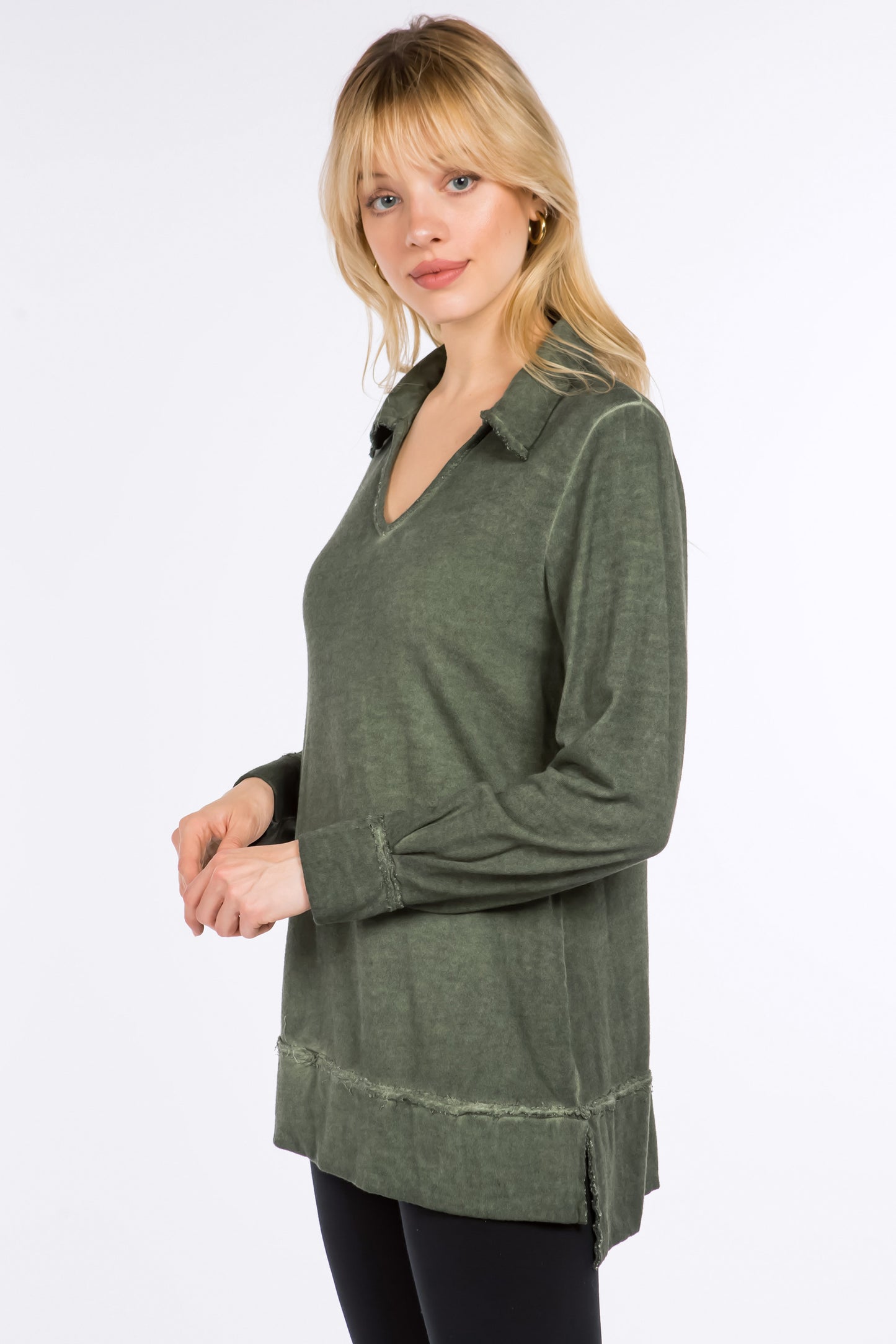 Raw Edge Split Neck Tunic