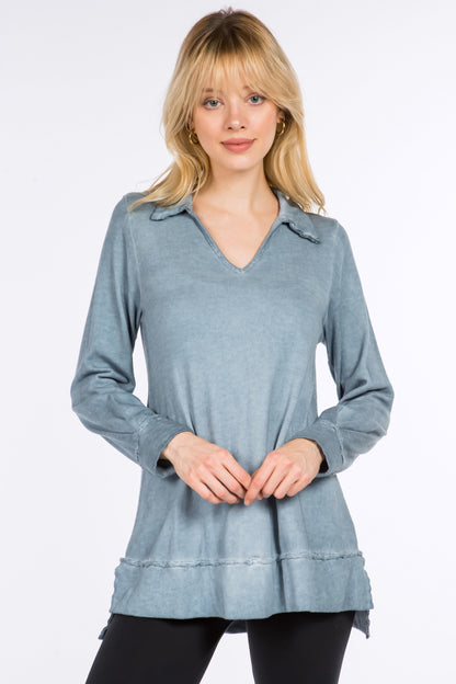 Raw Edge Split Neck Tunic