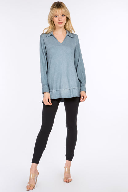 Raw Edge Split Neck Tunic