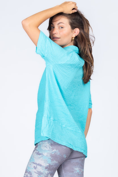 Shawl Collar Tunic with Banded Hem