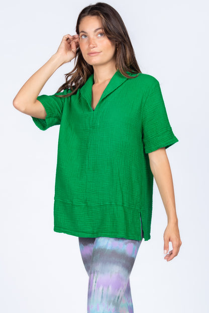 Shawl Collar Tunic with Banded Hem