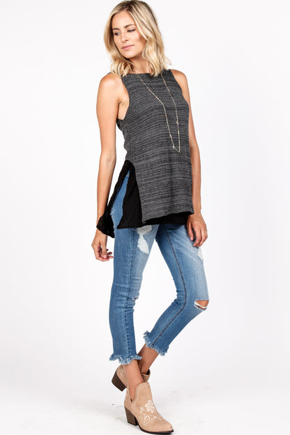 Mix Media Layered Knit Top
