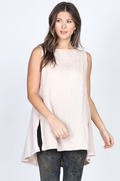 Sleeveless Boat Neck Tunic