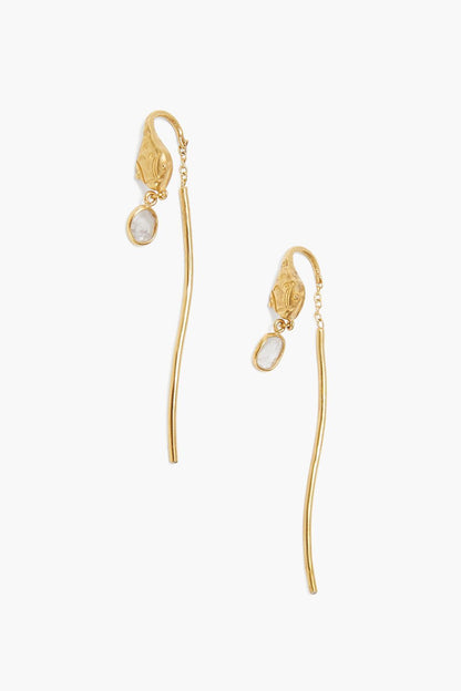 Chan Luu Gold Serpent and Diamond Thread-Thru Earrings