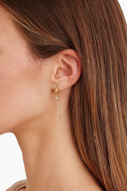 Chan Luu Gold Serpent and Diamond Thread-Thru Earrings