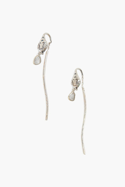 Chan Luu Silver Serpent and Diamond Thread-Thru Earrings