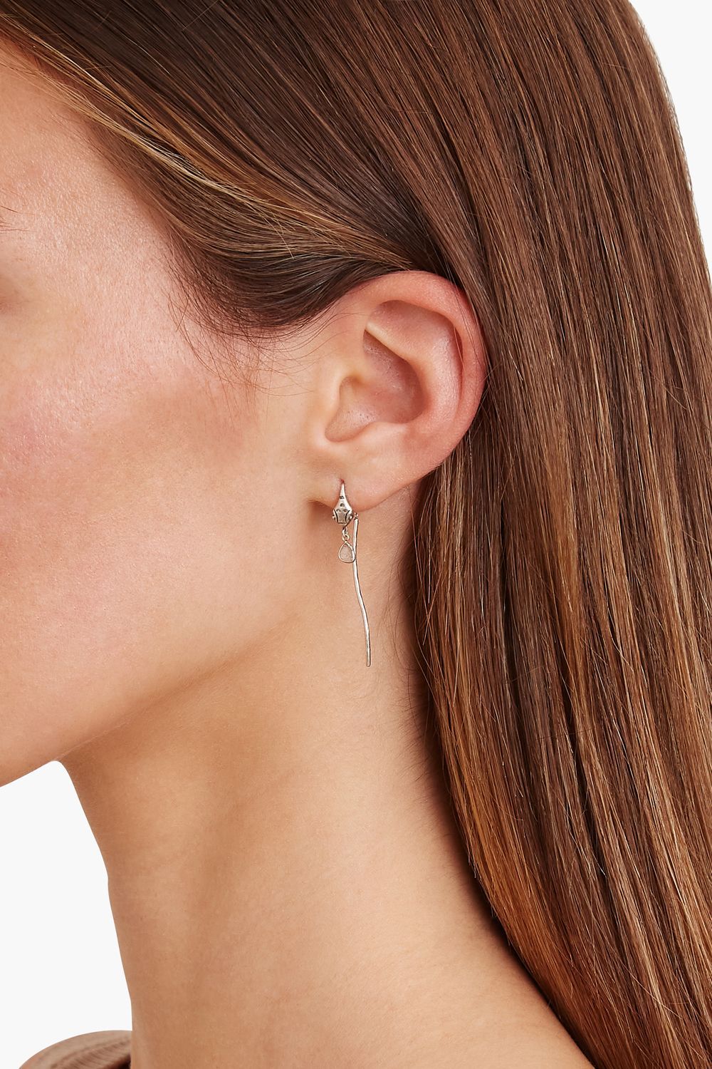 Chan Luu Silver Serpent and Diamond Thread-Thru Earrings